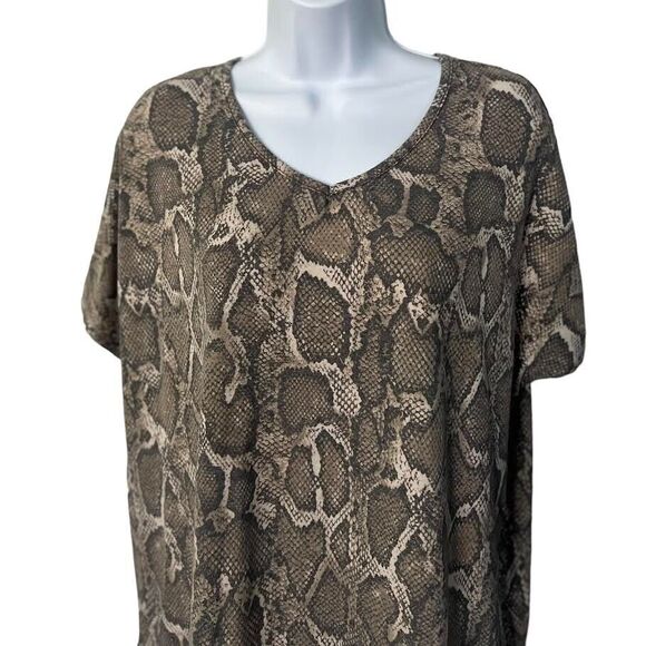 Bombom Women's Short Sleeve Snakeskin Print Shirt Top Blouse V-Neck Size… - Picture 5 of 13